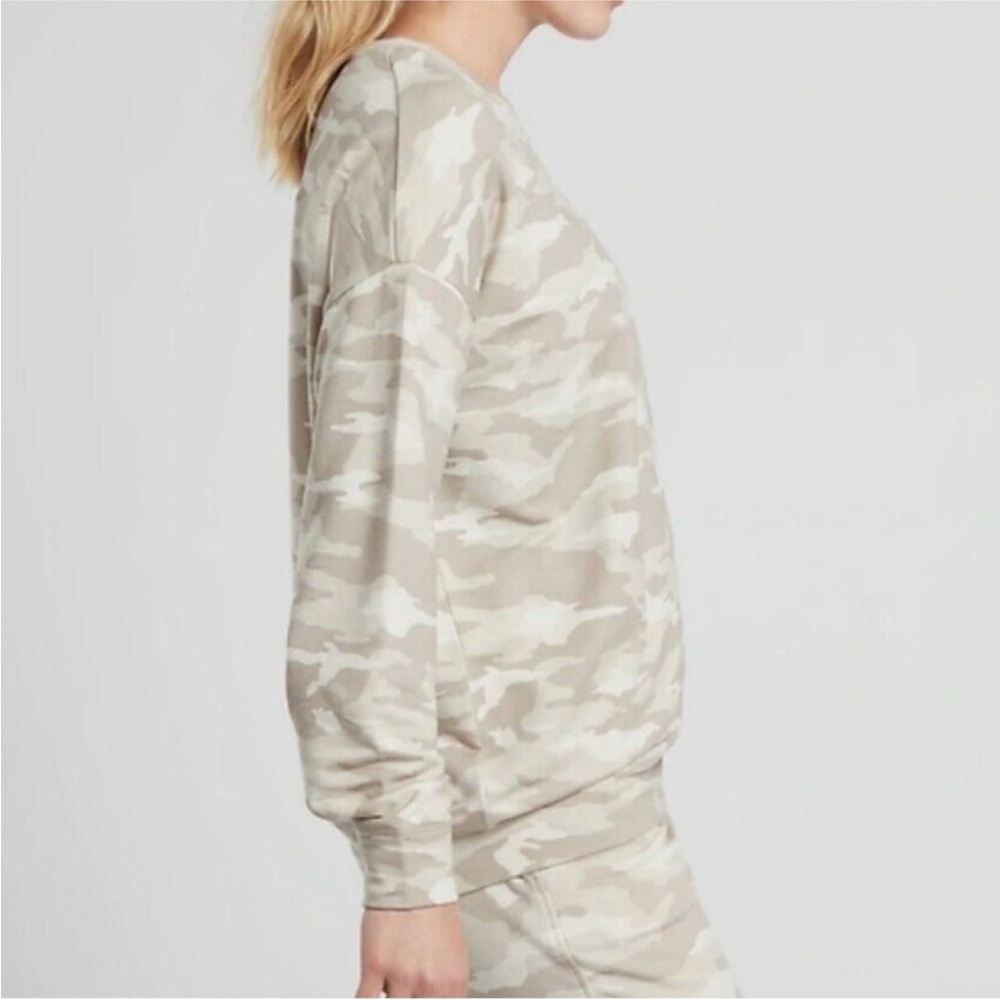 Studio to street printed neutral camo sweatshirt